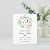 Papier Budget Roses Garland 70e anniversaire Invitation (Debout devant)