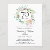 Papier Budget Roses Garland 70e anniversaire Invitation (Devant)