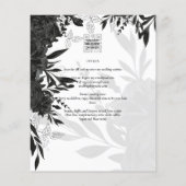 Papier BUDGET Roses noirs Élégant Mariage blanc Invitatio (Dos)
