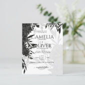 Papier BUDGET Roses noirs Élégant Mariage blanc Invitatio (Debout devant)