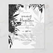 Papier BUDGET Roses noirs Élégant Mariage blanc Invitatio (Devant)