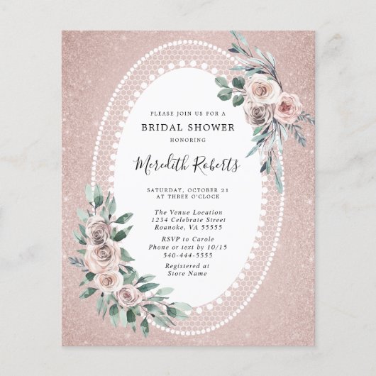 Papier Budget Roses roses Parties scintillant nuptiale de (Devant)