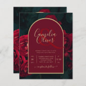 Papier BUDGET Roses Rouges ForêtVerte Mariage d'Hiver INV (Devant / Derrière)