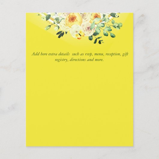 Papier Budget. Roses sur invitation arrière - plan jaune (Dos)