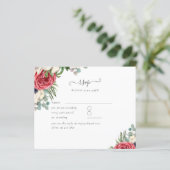 Papier Budget Rouge Bleu Bleu Floral Mariage RSVP (Debout devant)