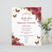 Papier Budget Rouge Floral Quinceanera XV Bar d'anniversa (Debout devant)