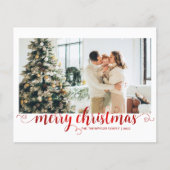 Papier BUDGET Rouge Joyeux Noël Coeur Script Photo (Devant)