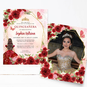 Papier Budget Rouge or Floral Princesse Quinceañera Photo