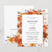 Papier Budget Rouge & Orange Automne Mariage Floral B (Devant / Derrière)