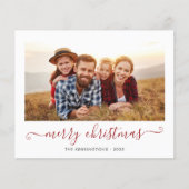 Papier BUDGET Rouge Script Joyeux Noël Photo de Noël (Devant)