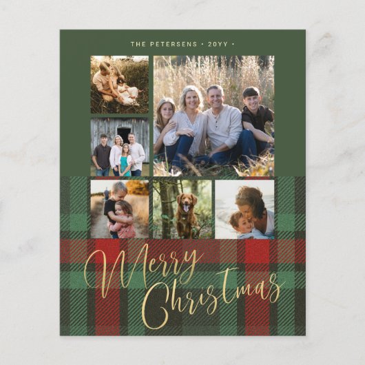 Papier Budget rouge vert plaid multiphoto Joyeux Noël (Devant)