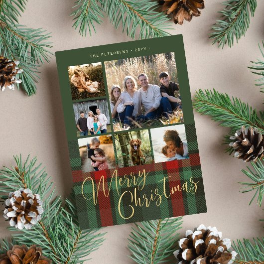 Papier Budget rouge vert plaid multiphoto Joyeux Noël