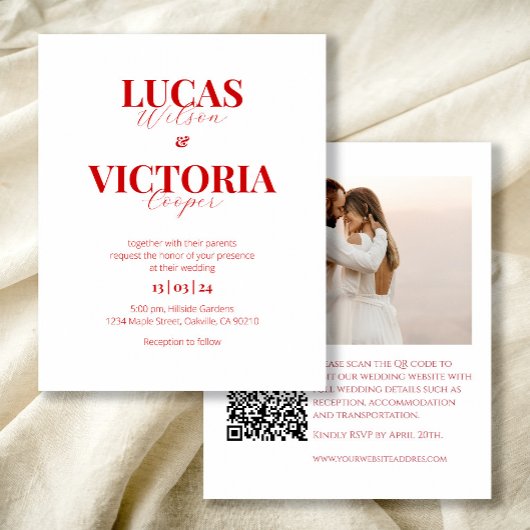 Papier Budget rouge vif Photo Code QR invitation de maria