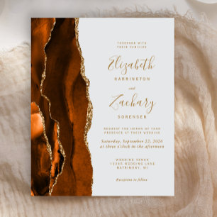 Papier Budget Rouille Or Agate Gris Faire-part de mariage