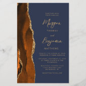 Papier Budget Rouille Or Agate Marine Mariage de script b (Devant)