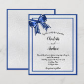 Papier Budget royal bleu argent arc faire-part de mariage (Devant / Derrière)