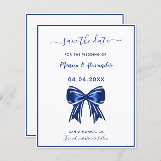Papier Budget royal bleu blanc arc mariage Enregistrer la (Devant / Derrière)