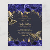 Papier Budget Royal Blue Butterfly Sweet 16 Invitation (Devant)