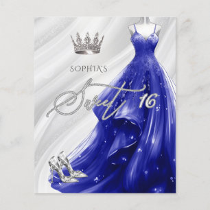 Papier Budget Royal Blue Dress Sweet 16 Invitation