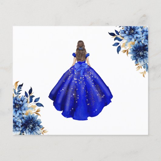 Papier Budget Royal Blue Enregistrer la date Quinceanera (Dos)