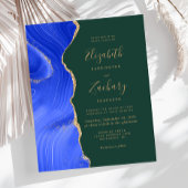 Papier Budget Royal Blue Gold Agate Green Wedding Invitat
