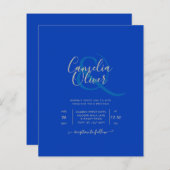 Papier Budget Royal Blue Monochrome Mariage INVITE (Devant / Derrière)