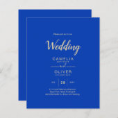 Papier Budget Royal Blue Monochrome Mariage INVITE (Devant / Derrière)