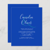 Papier Budget Royal Blue Monochrome Mariage INVITE (Devant / Derrière)