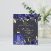 Papier Budget Royal Blue Princess Sweet 16 Invitation (Debout devant)