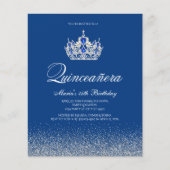 Papier Budget Royal Blue Quinceanera Invitations (Devant)