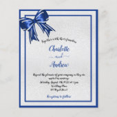 Papier Budget royal blue silver bow wedding invitation (Devant)