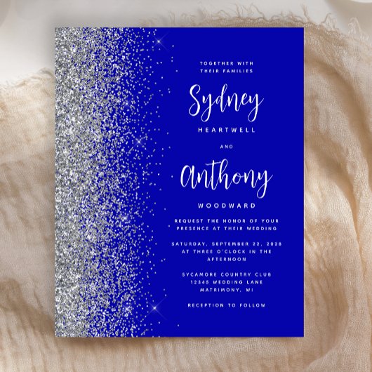Papier Budget Royal Blue Silver Mariage