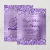 Papier Budget Royal Purple Glittery Foil Invitation (Devant / Derrière)