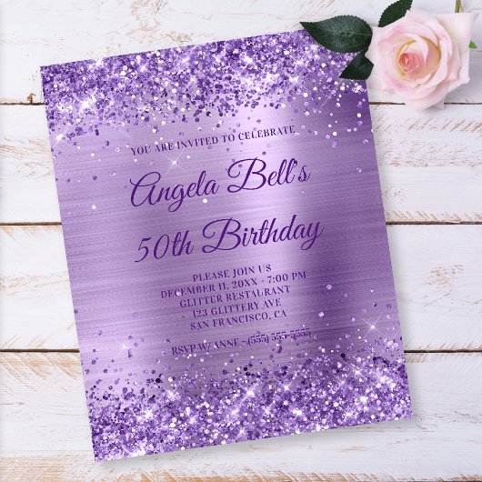 Papier Budget Royal Purple Glittery Foil Invitation