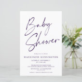 Papier Budget Royal Purple Simple Script Baby shower (Debout devant)
