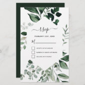 Papier Budget RSVP Botanical Green Foliage Mariage (Devant / Derrière)