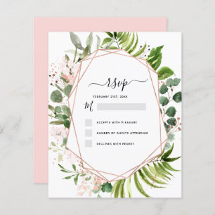 Papier Budget RSVP Eucalyptus Vert Géométrique Élégant