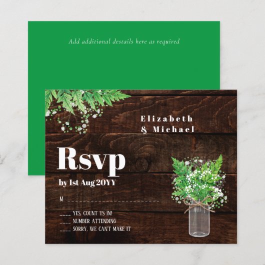 Papier Budget RSVP Fermes rustiques Tendances vertes Mari (Devant / Derrière)