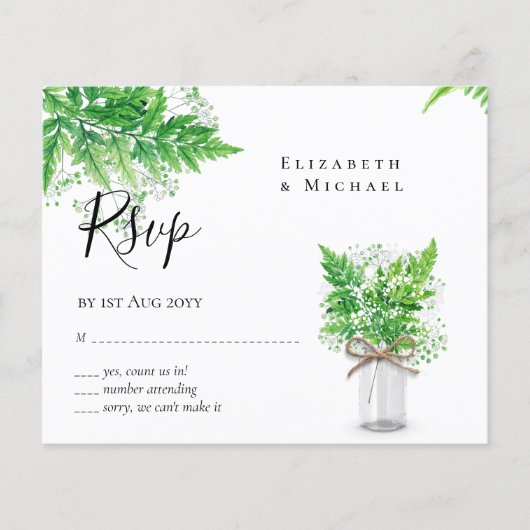Papier BUDGET RSVP Rustic Fern Mariage (Devant)