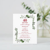 Papier Budget Ruby 40e anniversaire Mariage Invitation fl (Debout devant)