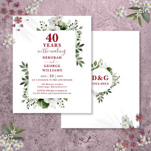 Papier Budget Ruby 40e anniversaire Mariage Invitation fl