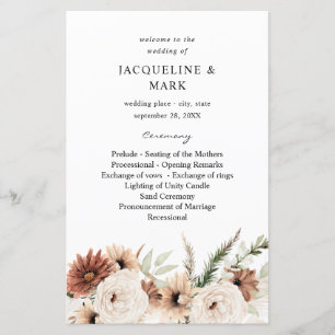 Papier Budget Rus Neutral Boho Floral Mariage Cérémonie M