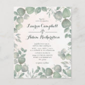 Papier Budget Russe Aquarelle Eucalyptus Mariage vert (Devant)