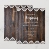 Papier BUDGET Russe Faire-part de mariage dentelle en boi (Devant / Derrière)