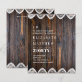 Papier BUDGET Russe Faire-part de mariage dentelle en boi (Devant / Derrière)