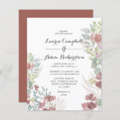 Papier Budget Russe floral Faire-part de mariage en terre (Devant / Derrière)