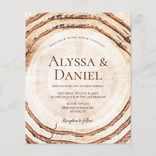 Papier Budget Russe Mariage Bois Coupe Grain Personnalisé (Devant)