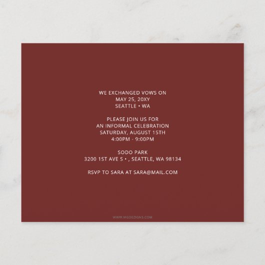 Papier Budget Russe Mariage tournesol Faire-part (Dos)