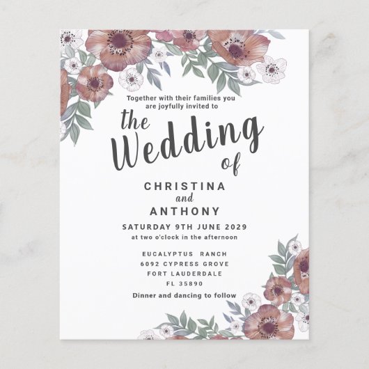 Papier Budget Russe Rouge Orange Faire-part de mariage (Devant)