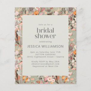 Papier Budget Russe Sage Green Floral Boho Fête des marié